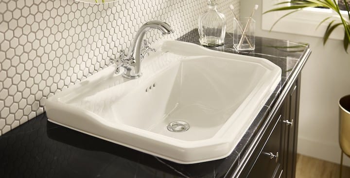 A Roca Carmen inset basin fitted into a worktop