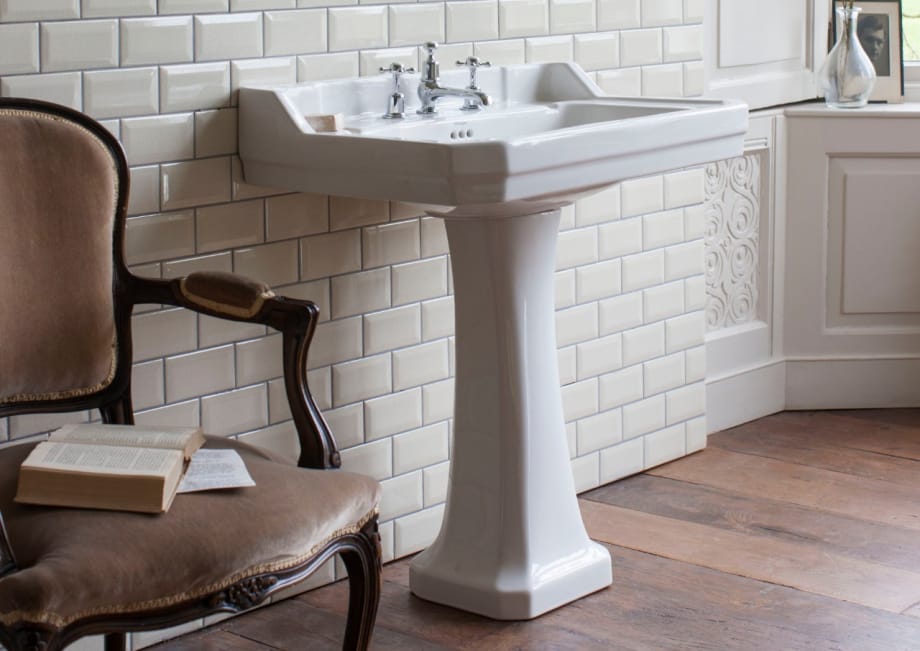 A Burlington edwardian basin with a full pedestal fitted.