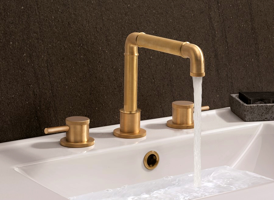 Crosswater MPRO Industrial Brushed brass 3 Hole Basin Tap