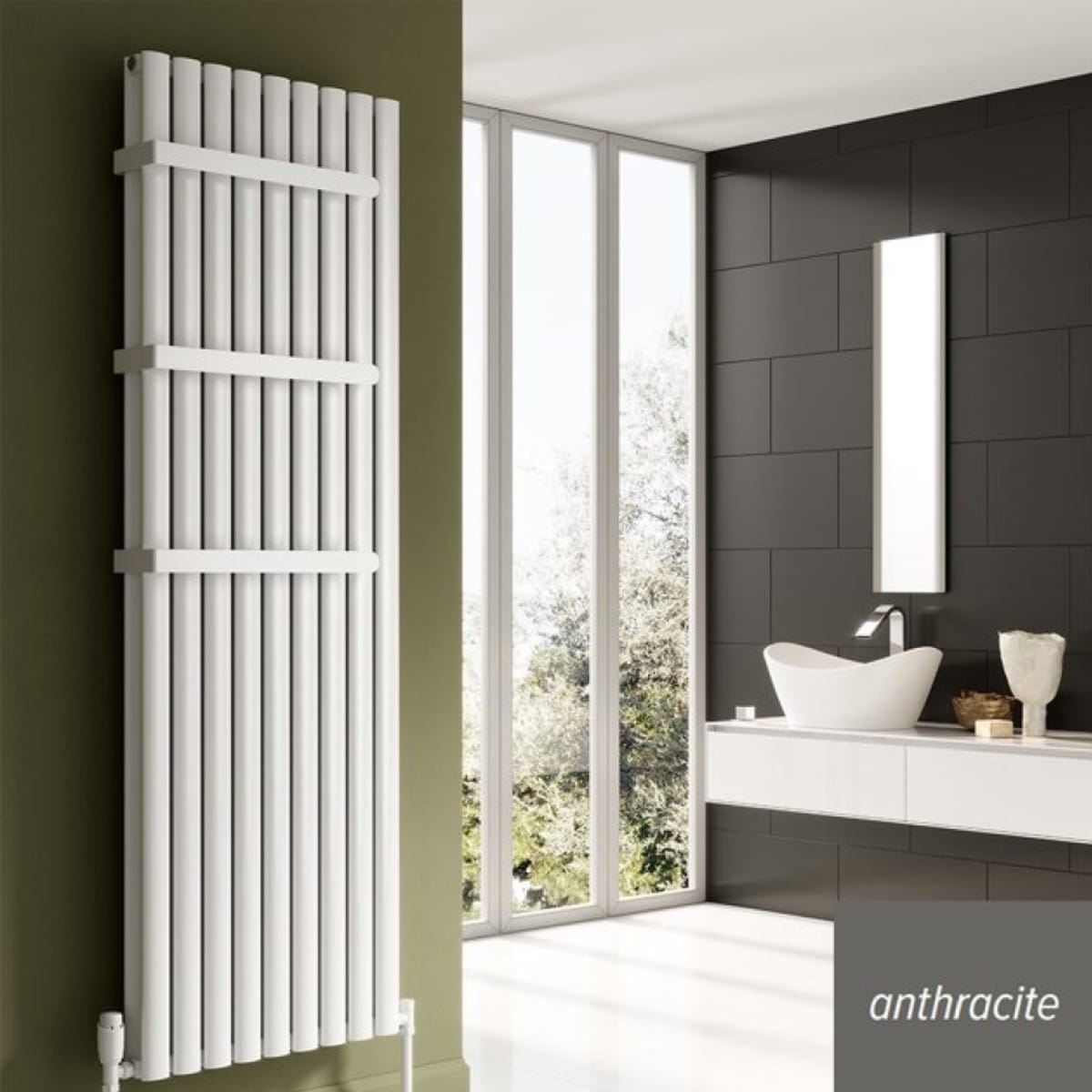 Reina Neval Vertical Aluminium Radiator Bathroom
