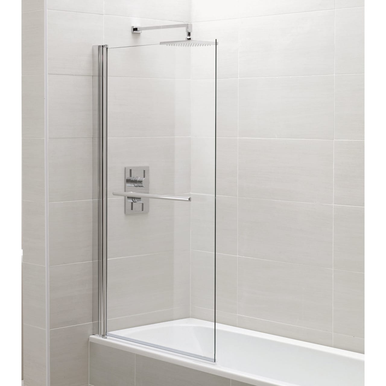 April Identiti2 Square Bath Screen with Towel Rail Bathroom