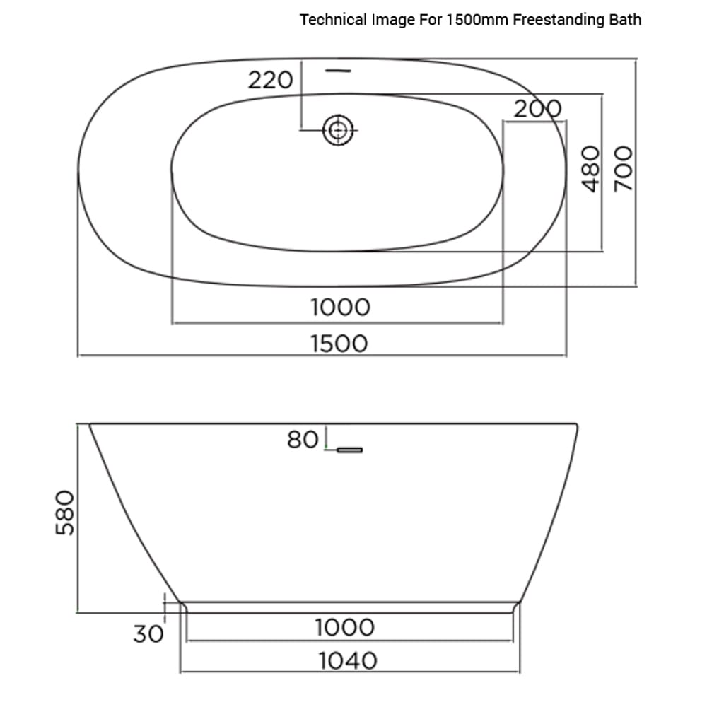 74001-1500D - April Harrogate Contemporary Freestanding Bath : Bathroom Planet