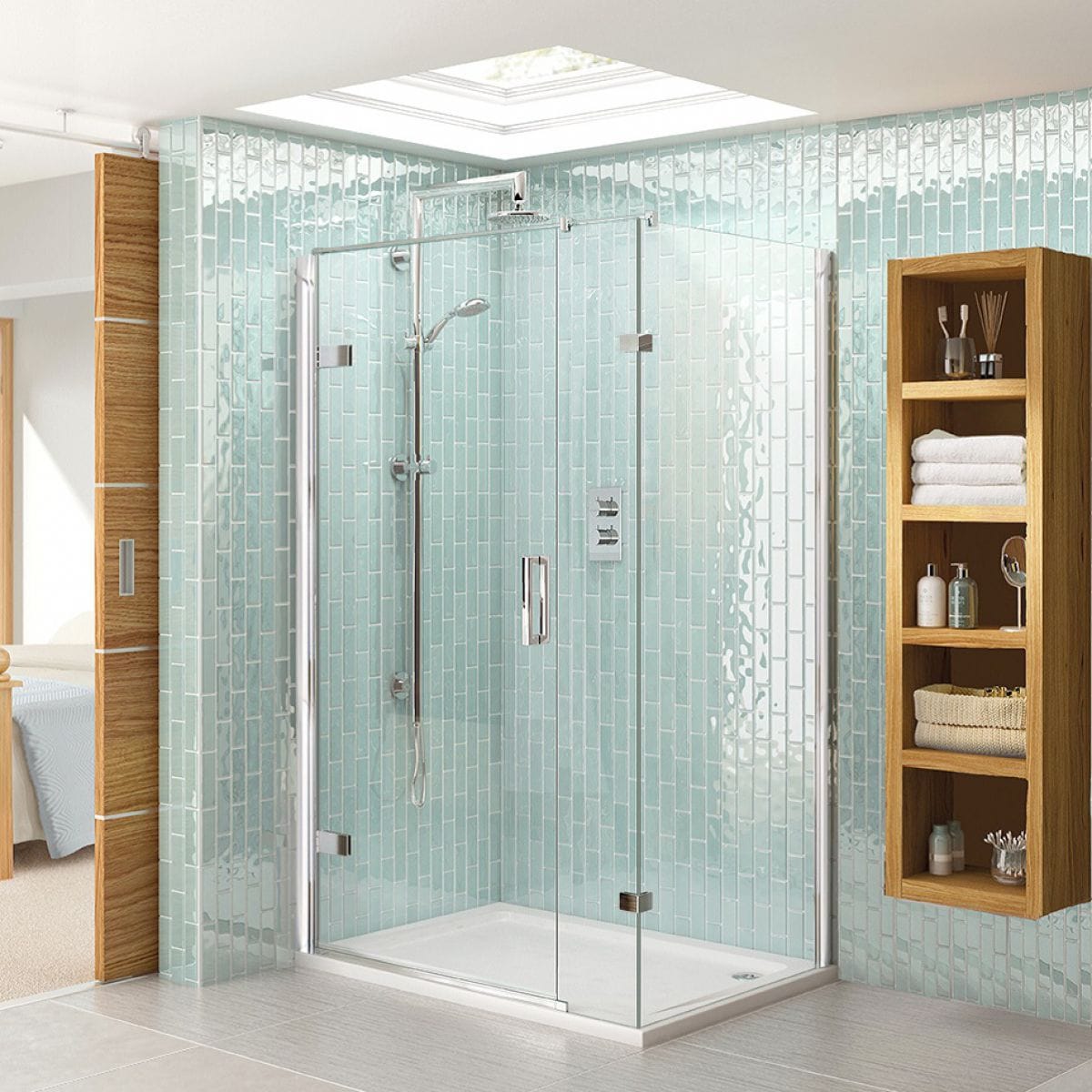 SP45814x9LHC Aqata Spectra Hinged Shower Door with Inline Panel