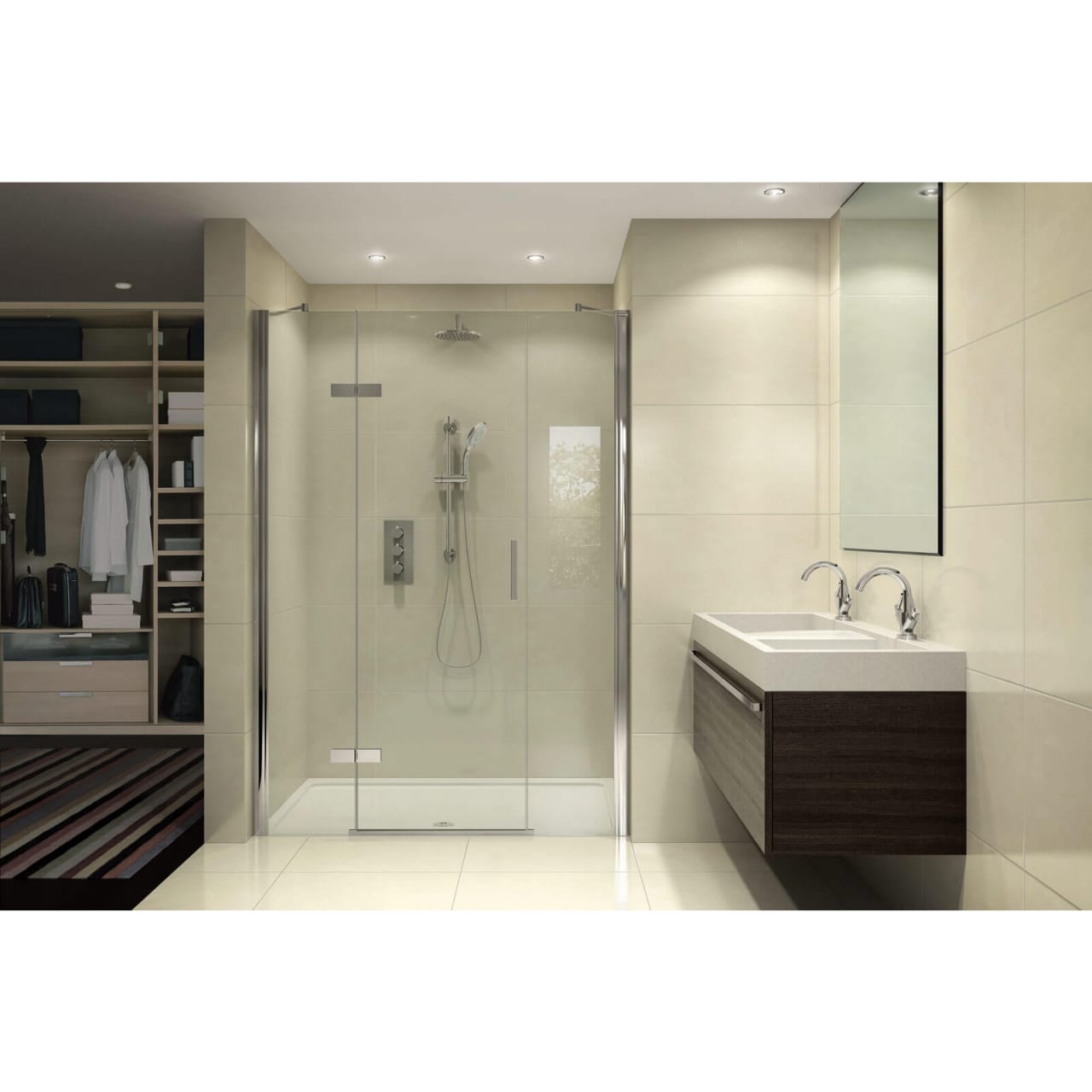 Aqata Spectra Hinged Shower Door with 2 Inline Panels Bathroom