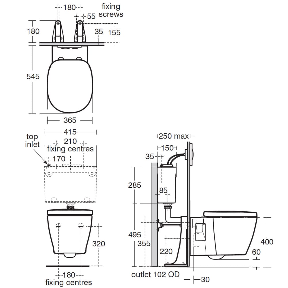 E785001 E006067 Ideal Standard Concept Wall Hung Toilet Bathroom
