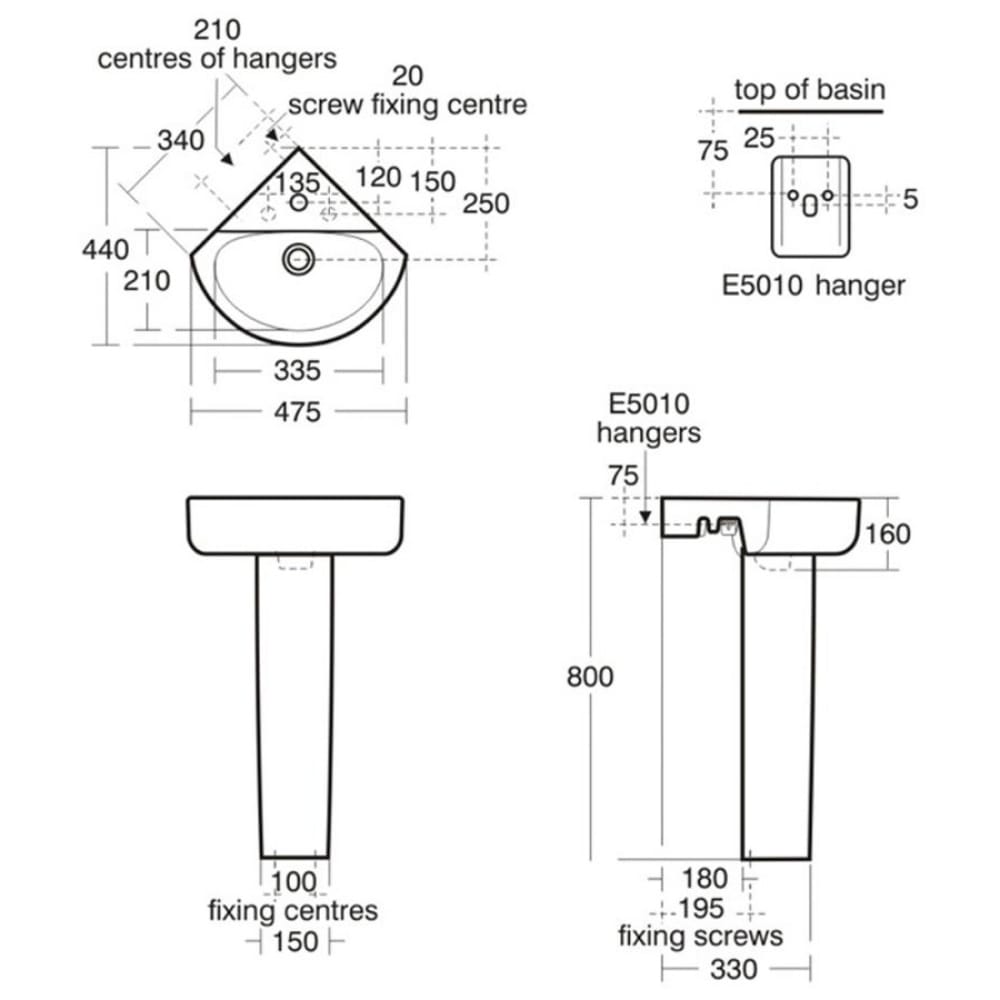 E792801 E783801 Ideal Standard Concept Arc Corner Basin Bathroom