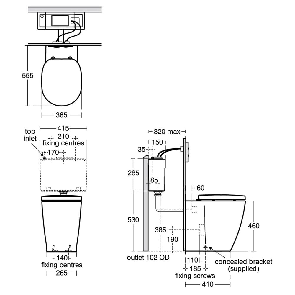 Ideal Standard Concept Freedom Back to Wall Raised Height Toilet