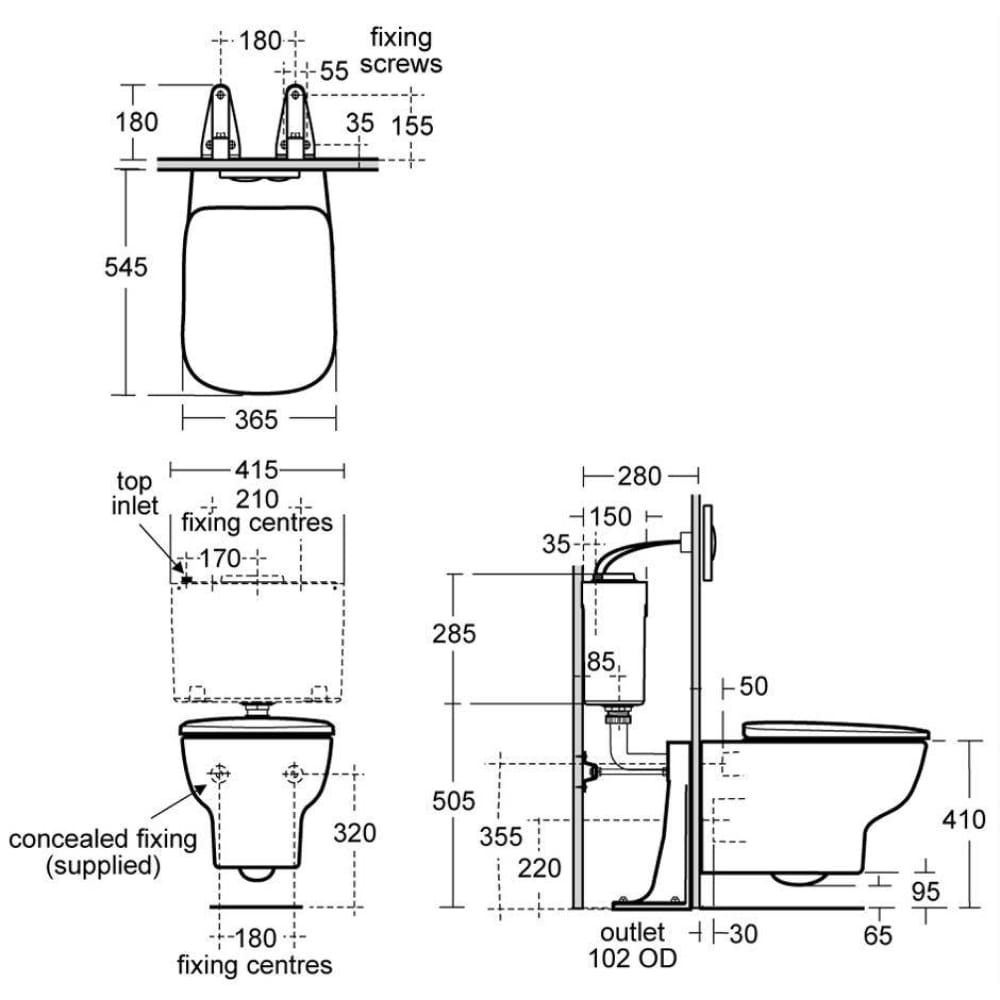 Ideal Standard Studio Echo Wall Hung Toilet Bathroom