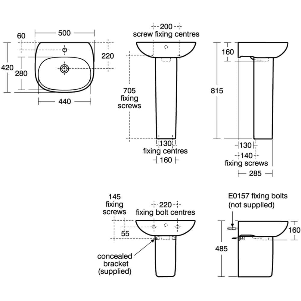 T031201 T351901 Ideal Standard Tesi Basin Bathroom