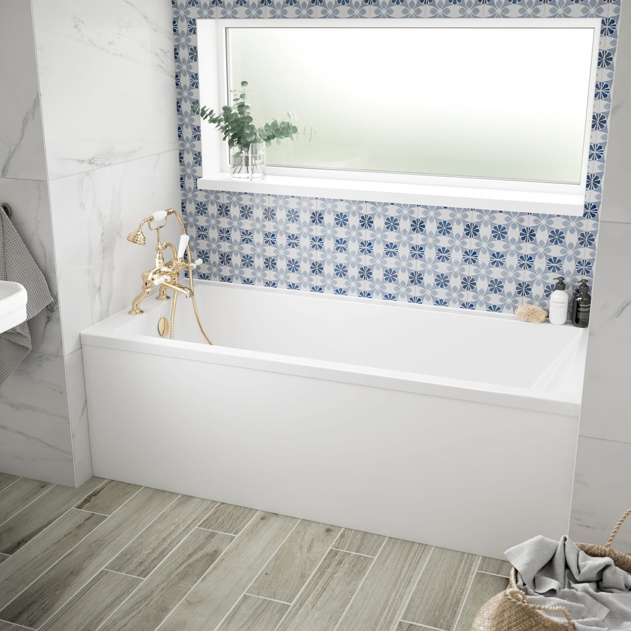 BC Designs Durham Solidblue Single Ended Bath Bathroom