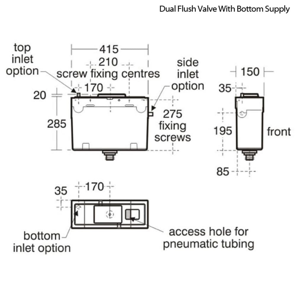 S363667 Armitage Shanks Conceala 2 Universal Height Bottom Inlet Cistern Bathroom