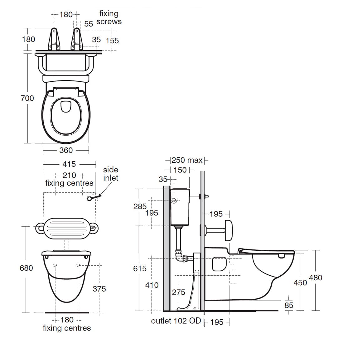 S307701 S430267 S406601 Armitage Shanks Contour 21 Rimless Wall Hung