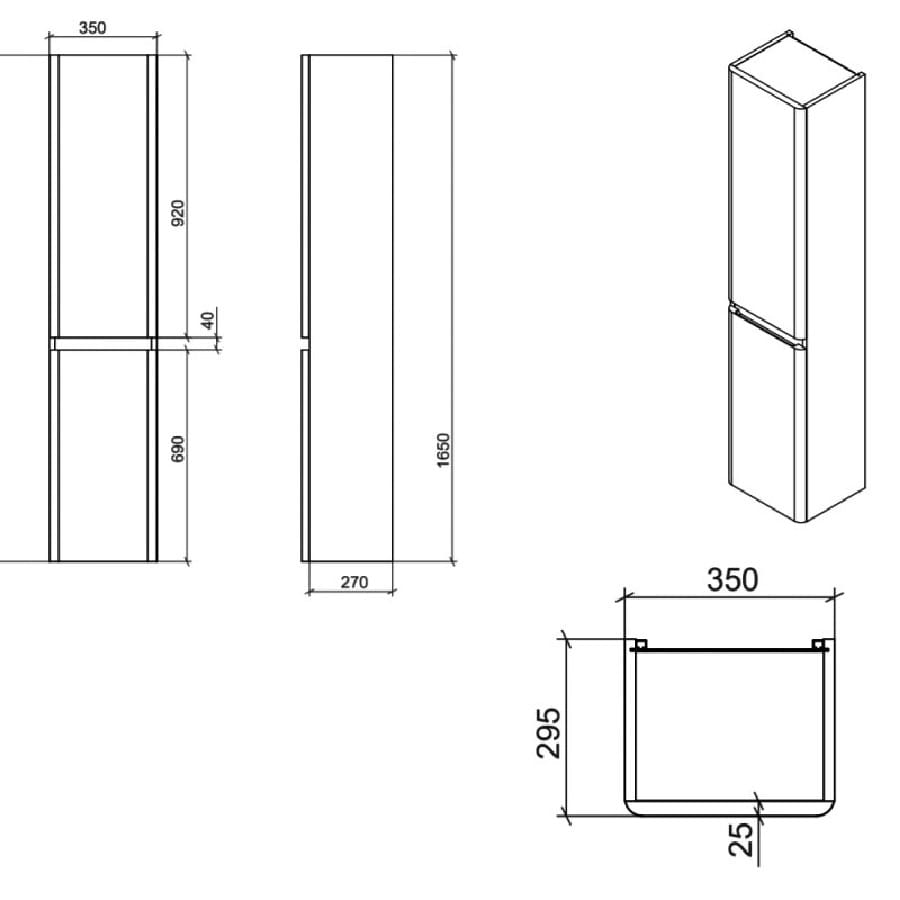 RAK Resort Wall Hung Tall Storage Unit Bathroom