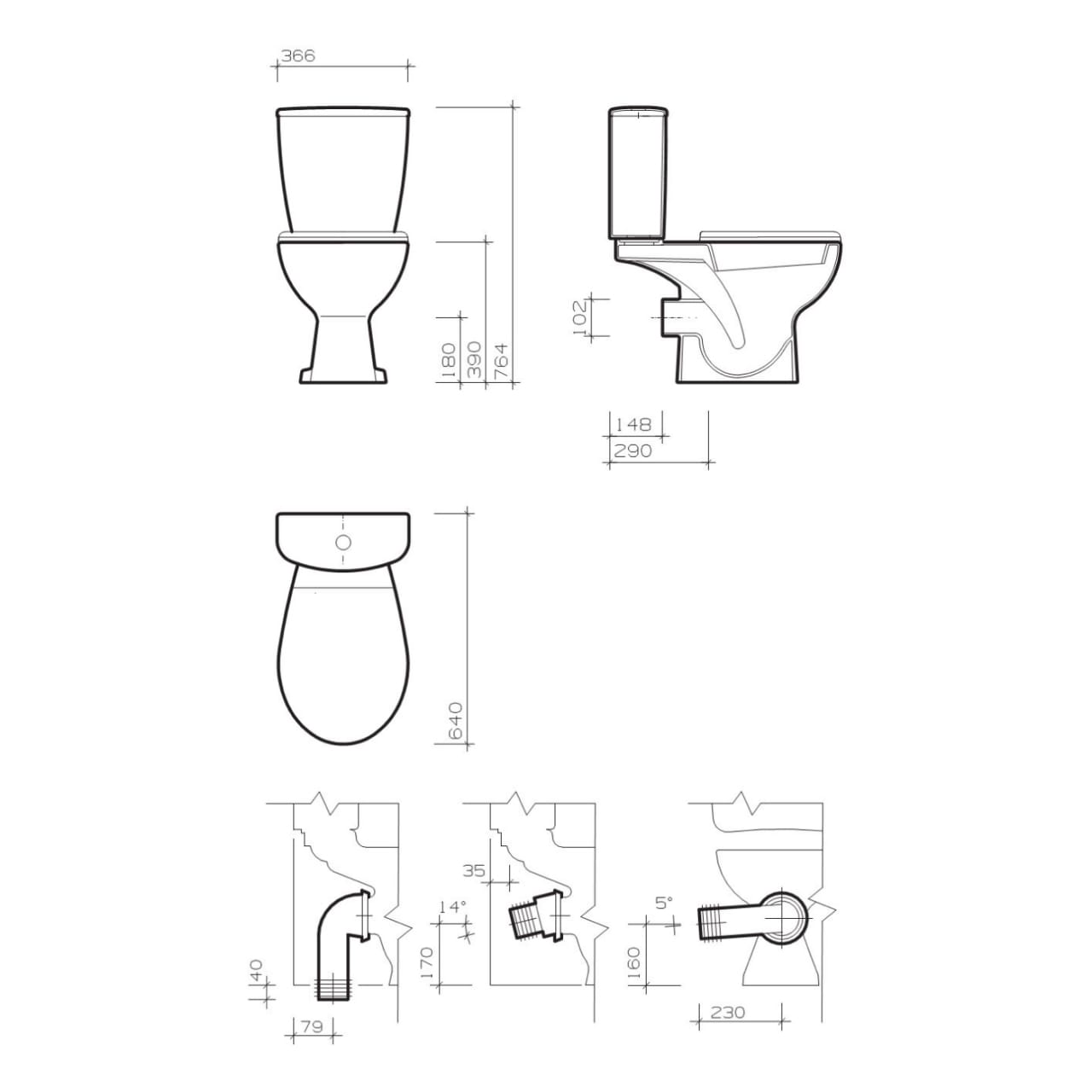 AR1148WH AR2342WH AR7915WH Twyford Alcona Close Coupled Toilet