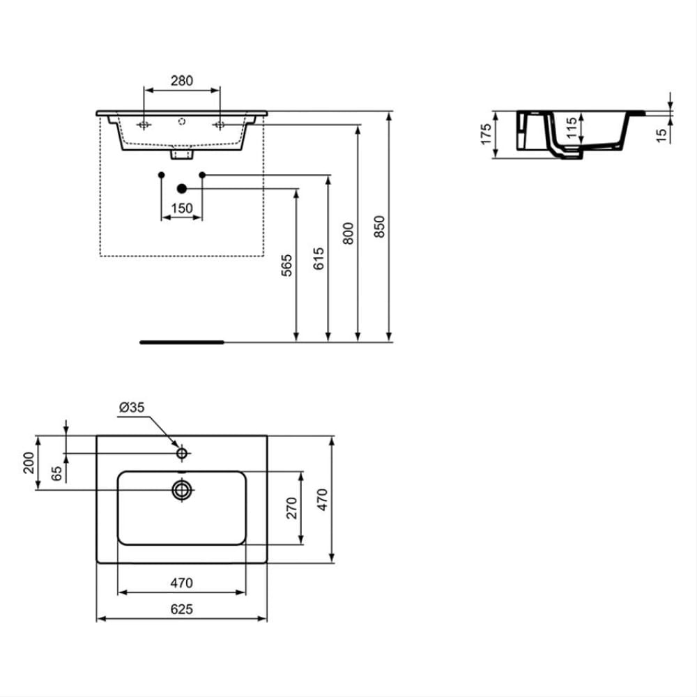 K706601 Ideal Standard Connect EQ Vanity Basin Bathroom