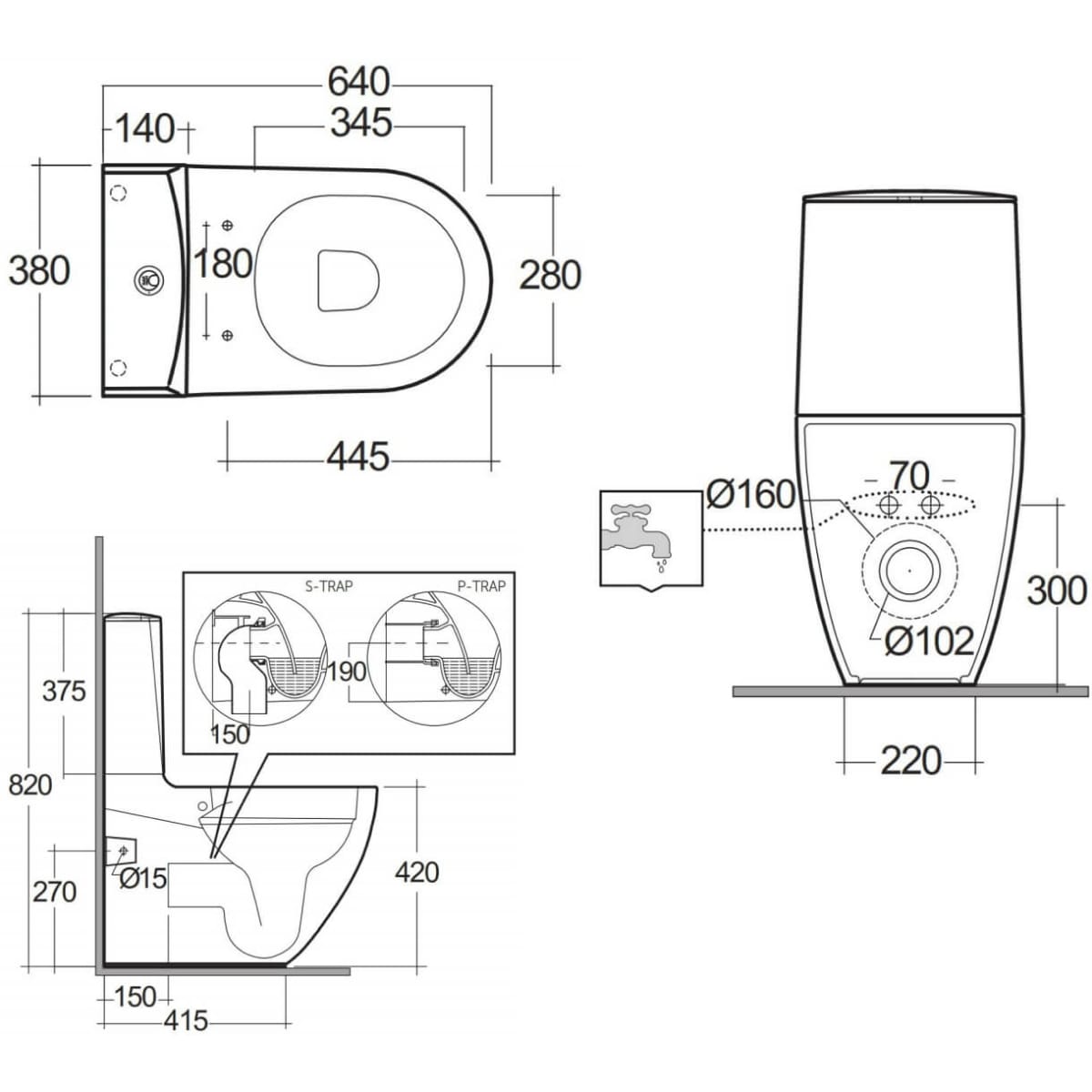 DESWC1146AWHA SENWT1800AWHA DESSC3901WH RAK Des Close Rimless Coupled
