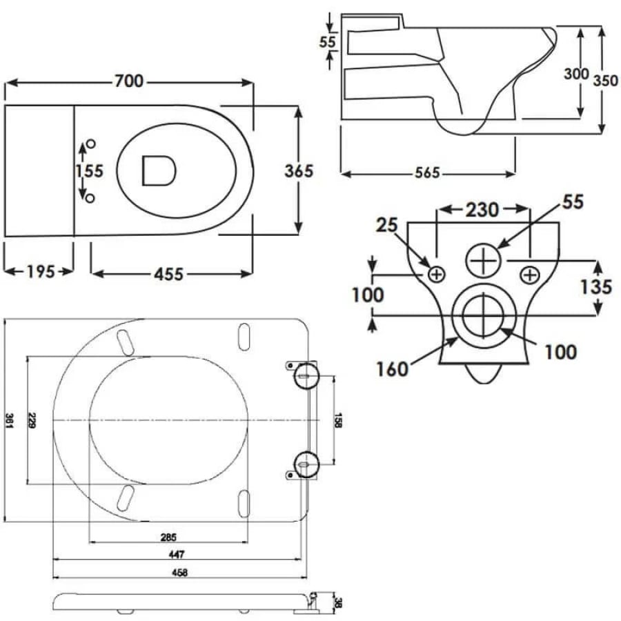 COMRIMWHPAN RAKSEAT008 RAK Compact Commercial Wall Hung Toilet