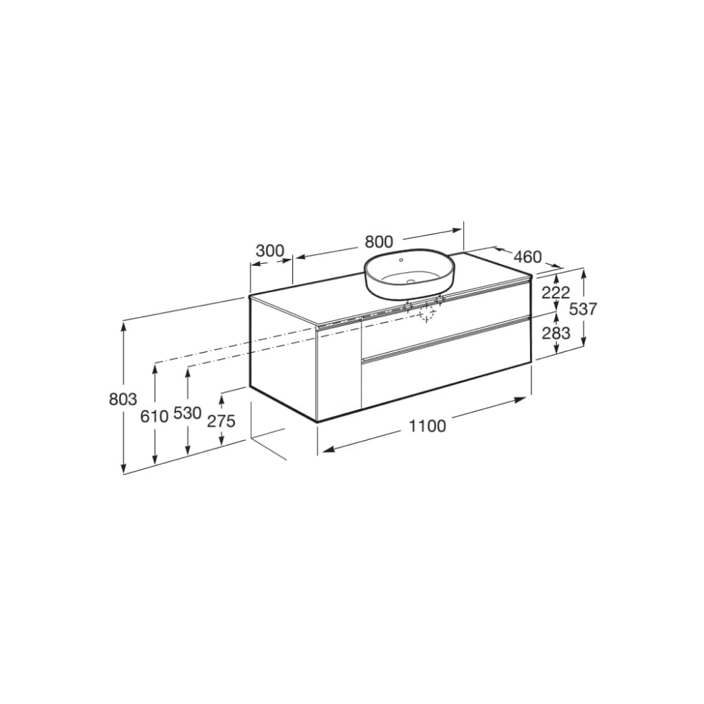 851504434 Roca The Gap OnCountertop Wal Hung Vanity Unit Bathroom