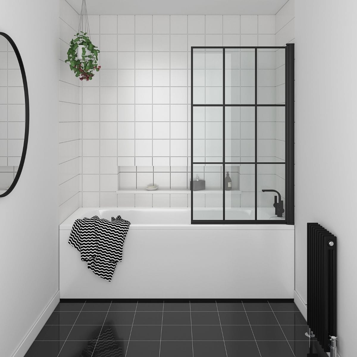 EB310 Essential Black 5mm Matrix Bath Screen Bathroom