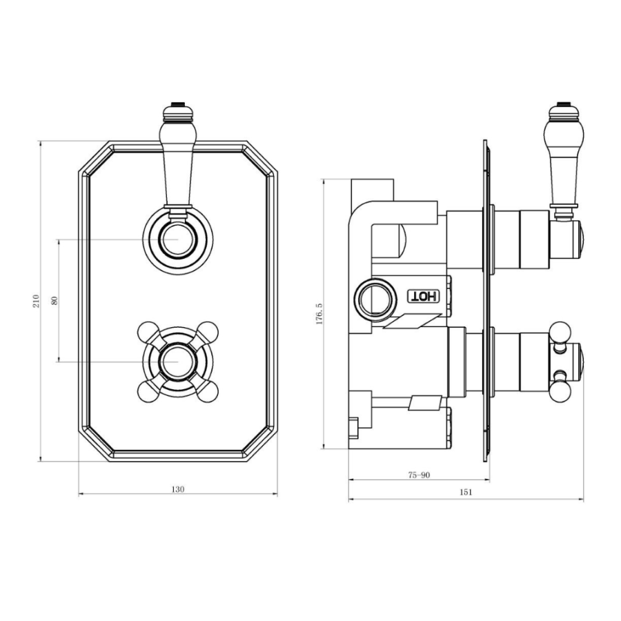 TIS0066 Tailored Bathrooms Tenby Traditional Concealed Thermostatic