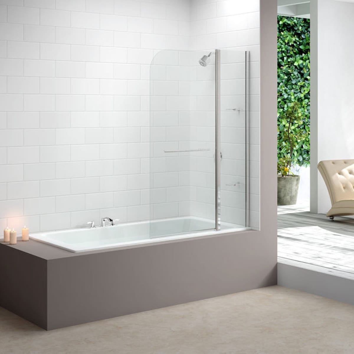 Merlyn MBOX Two Panel Curved Bath Screen Bathroom