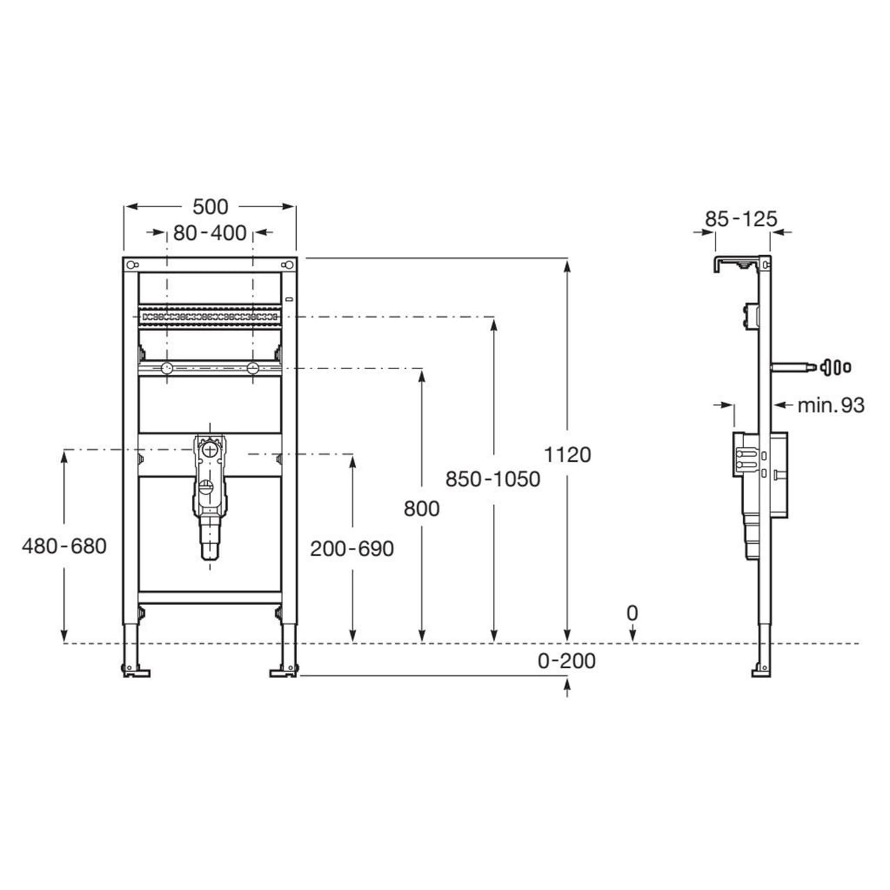 A8900F3001 - Roca: Duplo S Basin Frame for Wall-Hung Basins : Bathroom ...