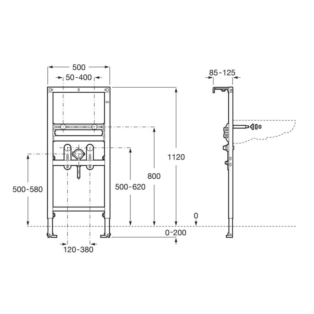 A8900F3000 - Roca: Duplo S Basin Frame for Wall-Hung Basins : Bathroom ...