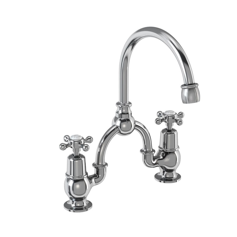 Burlington Traditional 2 Tap Hole Basin Mixer Tap With Curved Spout
