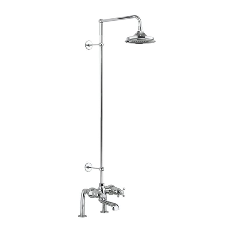 Burlington Tay Thermo Bath Shower Mixer Deck Mounted Set With Rigid Riser & 6" Head - Black Indices BT2DS BLA+V16