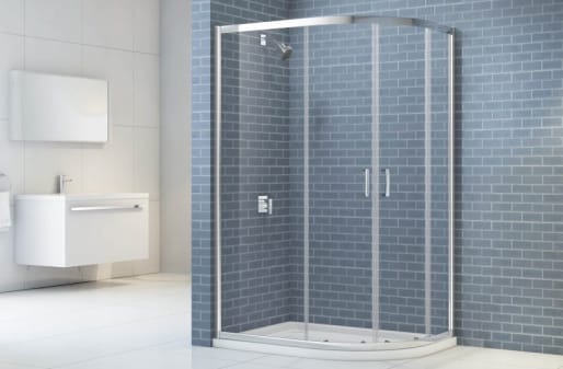 A chrome offset quadrant shower enclosure with sliding doors