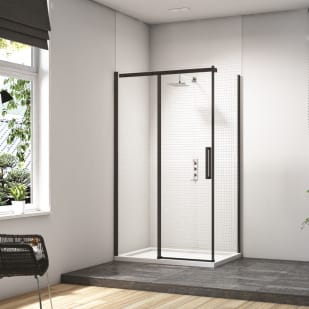 Merlyn Black Squared Showerwall Bathroom Planet