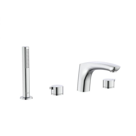 Image of Roca Insignia Deck Mounted 4 Hole Bath Shower Mixer Tap Set