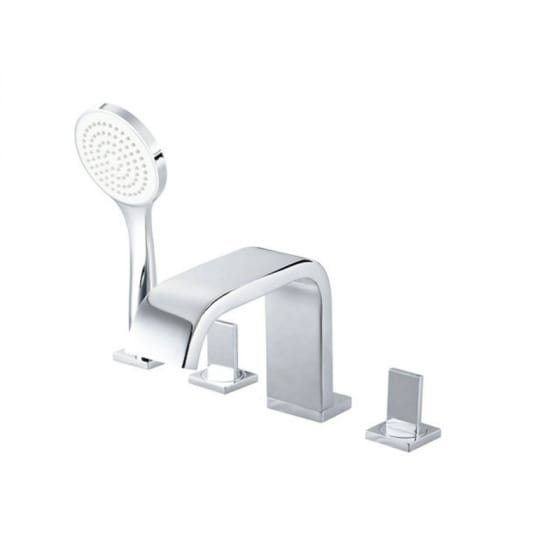 Image of Roca Flat 4 Hole Deck Mounted Bath Shower Mixer Tap Set