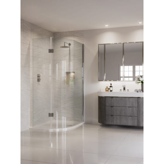 Image of Aqata DS660 Curved Quadrant Walk-In Shower Wall with Hinged Panel