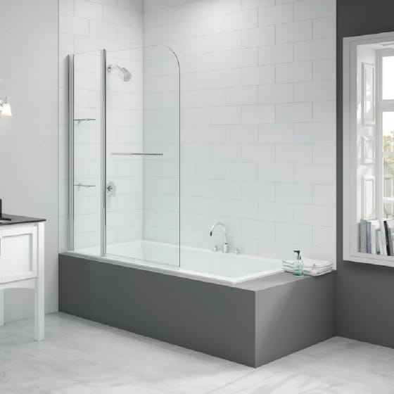Image of Merlyn Vivid 6mm Two Panel Curved Bath Screen