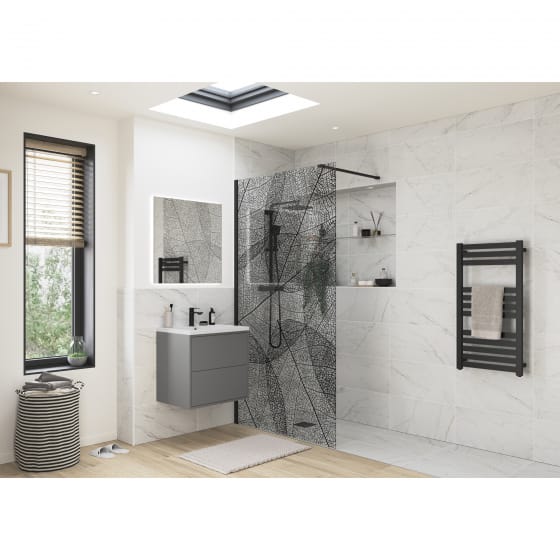 Image of Reflexion Iconix Wetroom Panel Black Leaf