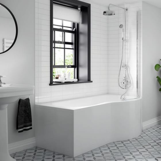 Image of BC Designs Solidblue P-Shape Shower Bath