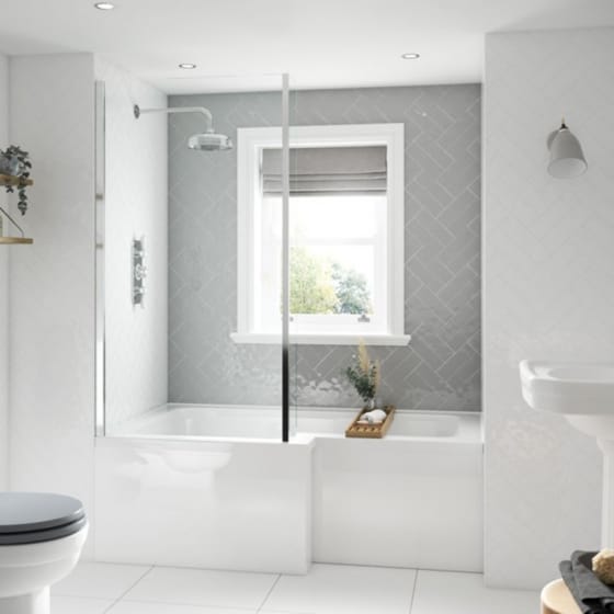 Image of BC Designs Solidblue L-Shape Shower Bath