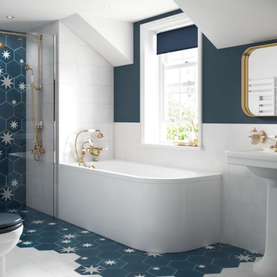 Image of BC Designs Amerina Solidblue Corner Bath