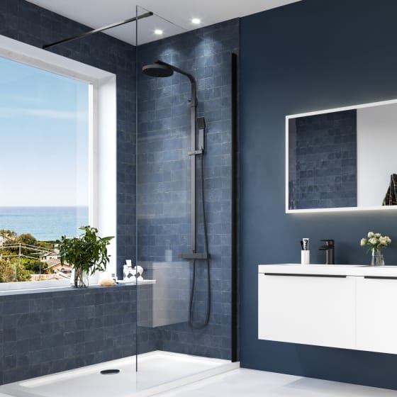 Image of Casa Bano A8 Black Wetroom Panels