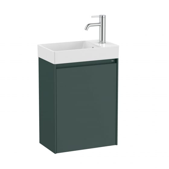 Image of Roca Ona: Unik Wall Hung Bathroom Vanity Unit with 1 Door & Basin (450mm)