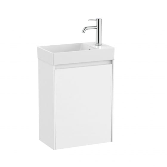 Image of Roca Ona: Unik Wall Hung Bathroom Vanity Unit with 1 Door & Basin (450mm)