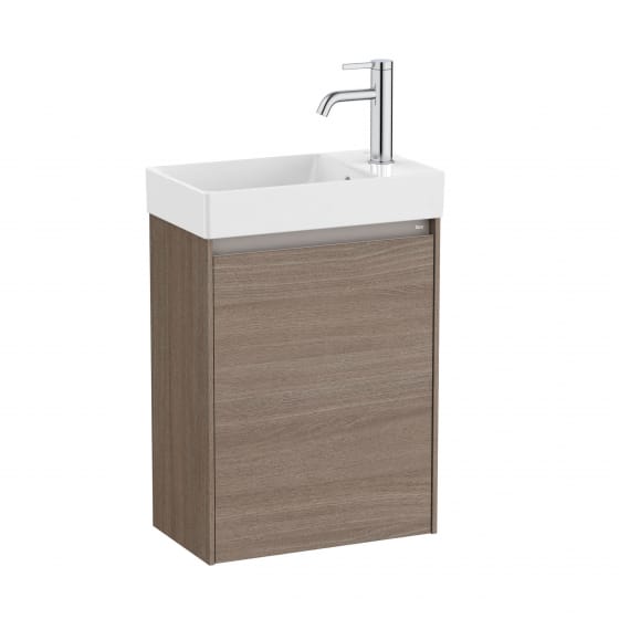 Image of Roca Ona: Unik Wall Hung Bathroom Vanity Unit with 1 Door & Basin (450mm)