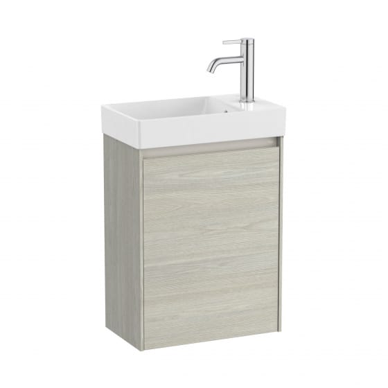 Image of Roca Ona: Unik Wall Hung Bathroom Vanity Unit with 1 Door & Basin (450mm)