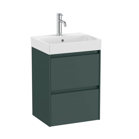 Image of Roca Ona: Unik Compact Bathroom Vanity Unit with 2 Drawers And Basin (450mm)