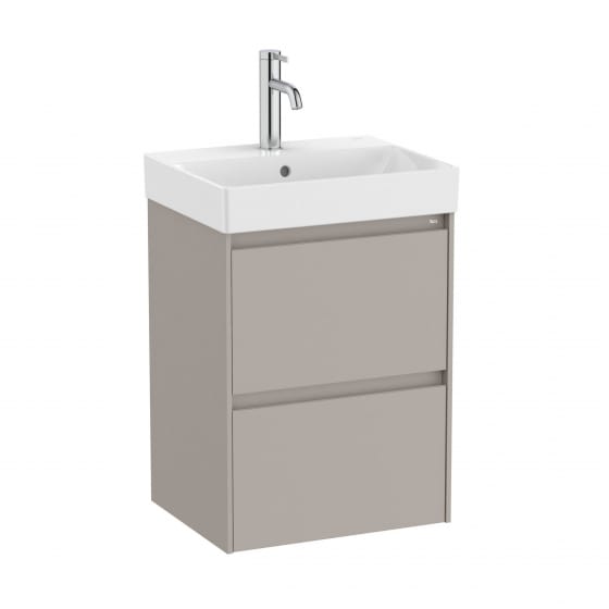Image of Roca Ona: Unik Compact Bathroom Vanity Unit with 2 Drawers And Basin (450mm)
