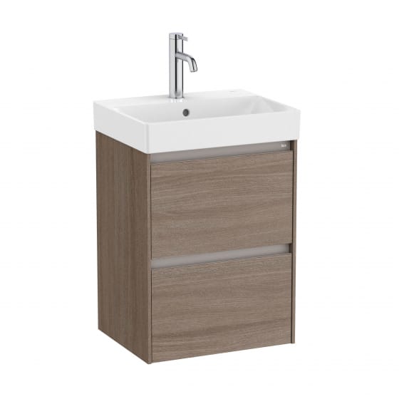 Image of Roca Ona: Unik Compact Bathroom Vanity Unit with 2 Drawers And Basin (450mm)