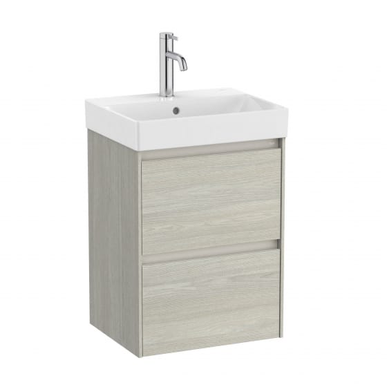 Image of Roca Ona: Unik Compact Bathroom Vanity Unit with 2 Drawers And Basin (450mm)