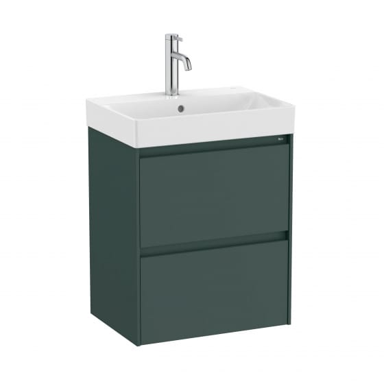 Image of Roca Ona: Unik Compact Bathroom Vanity Unit with 2 Drawers And Basin (500mm)
