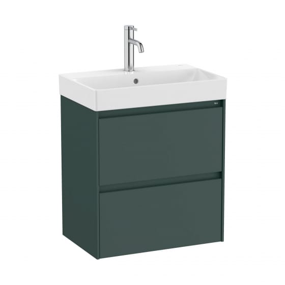 Image of Roca Ona: Unik Compact Bathroom Vanity Unit with 2 Drawers & Basin (550mm)